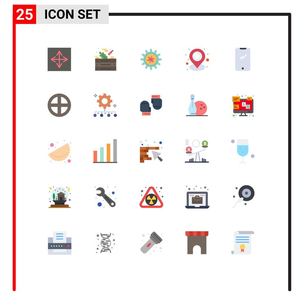 Set of 25 Modern UI Icons Symbols Signs for smart phone communication food map lab Editable Vector Design Elements