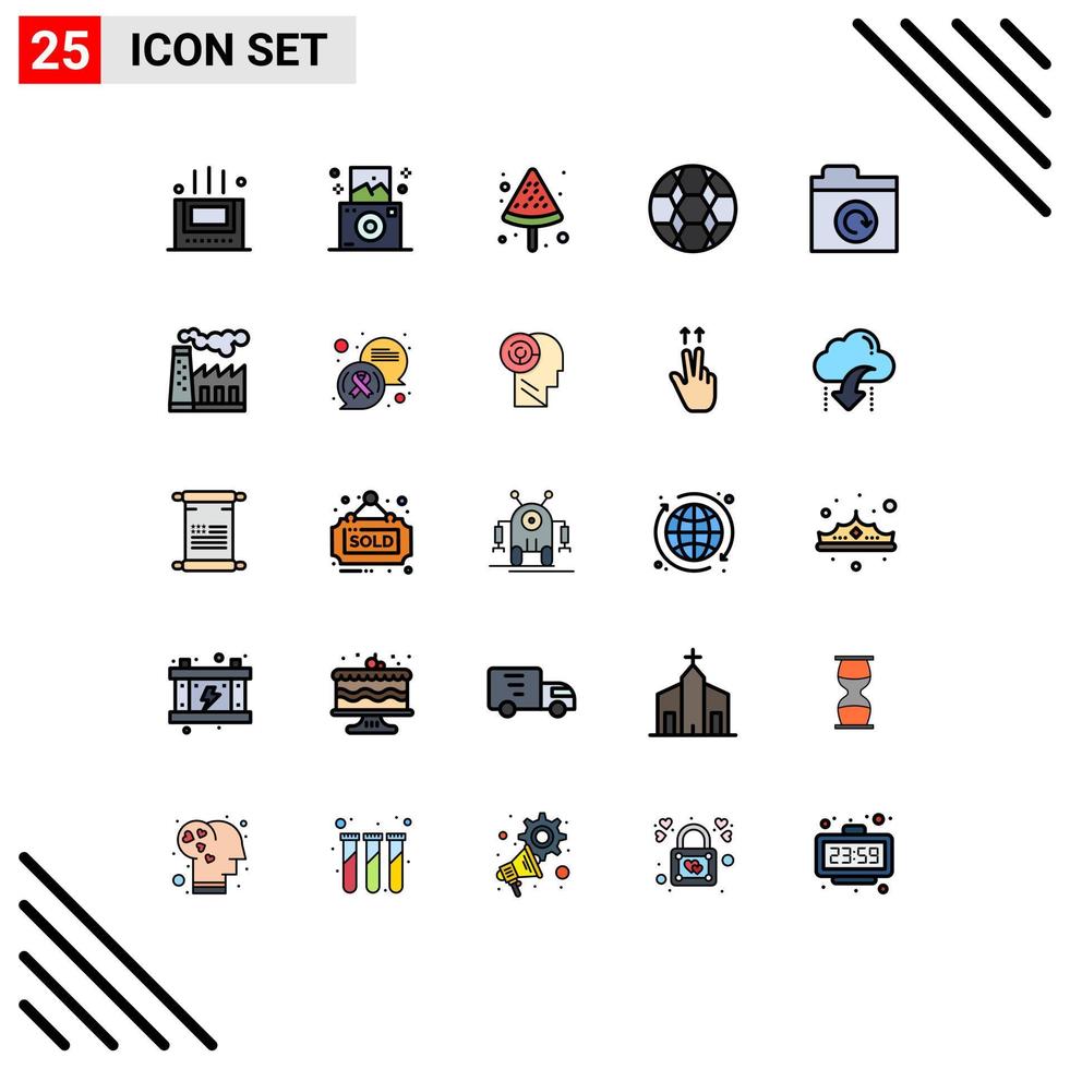 conjunto de 25 iconos modernos de la interfaz de usuario símbolos signos para la contaminación restaurar el verano actualizar el deporte elementos de diseño vectorial editables vector