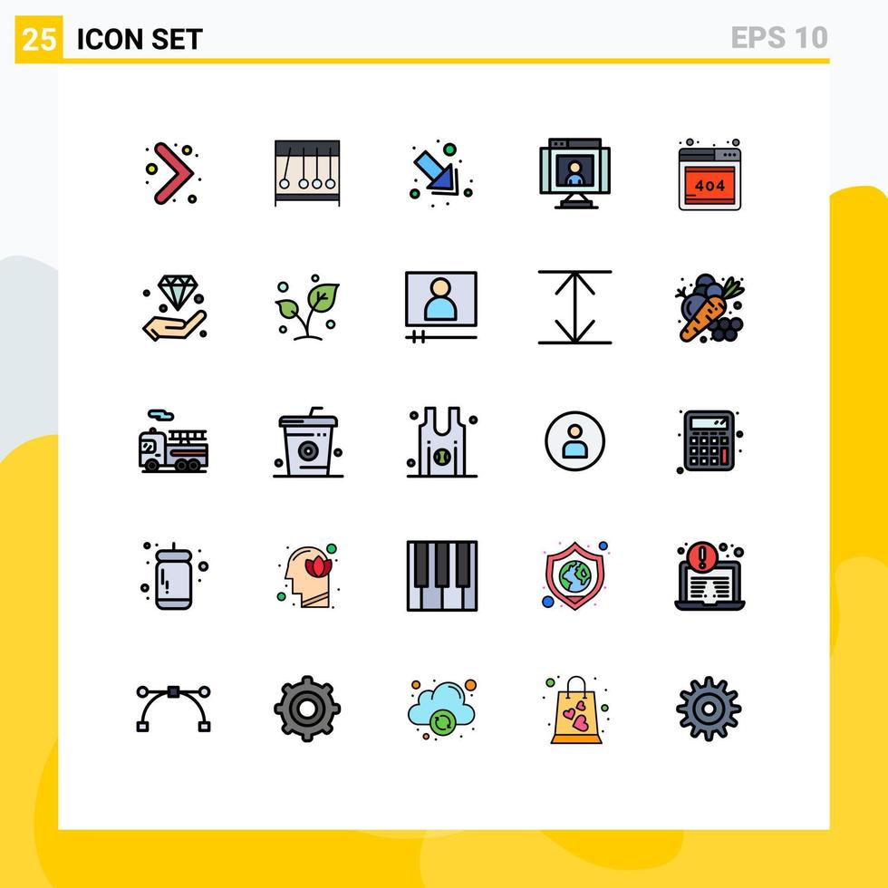 Pictogram Set of 25 Simple Filled line Flat Colors of web browser down webcam technology Editable Vector Design Elements