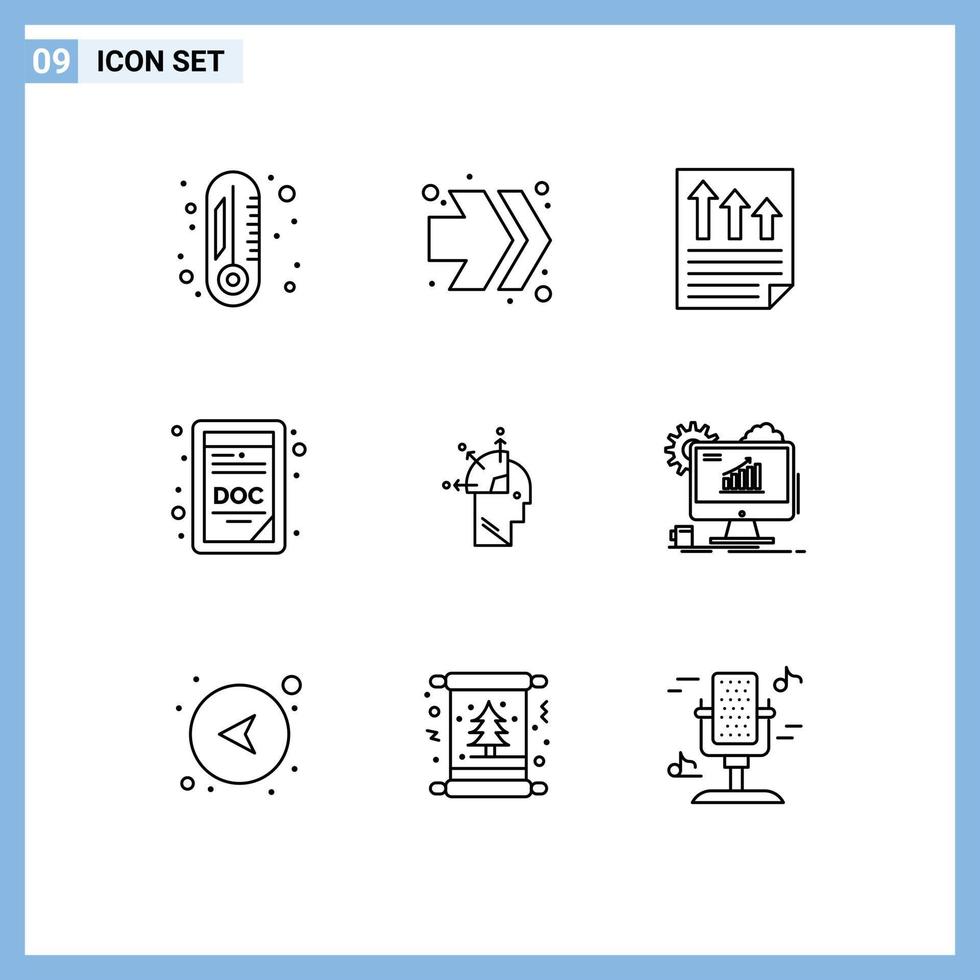 Universal Icon Symbols Group of 9 Modern Outlines of art man document user doc extension Editable Vector Design Elements