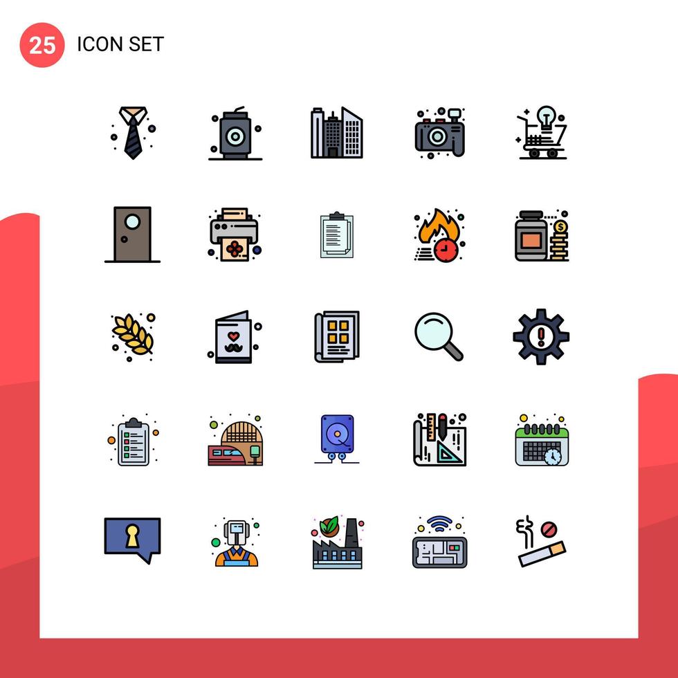 25 iconos creativos, signos y símbolos modernos de idea, carrito de compras, elementos de diseño vectorial editables con foto vector
