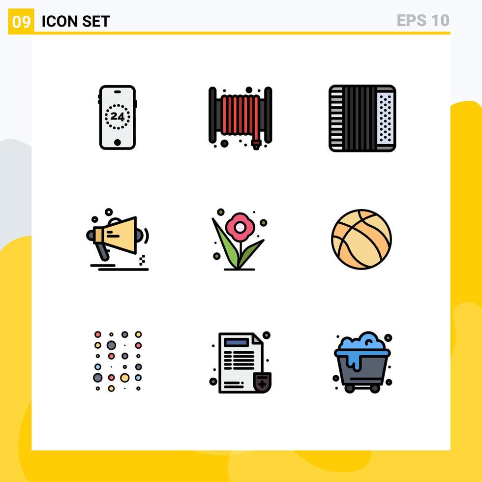 Set of 9 Modern UI Icons Symbols Signs for plant loudspeaker audio announcement marketing Editable Vector Design Elements