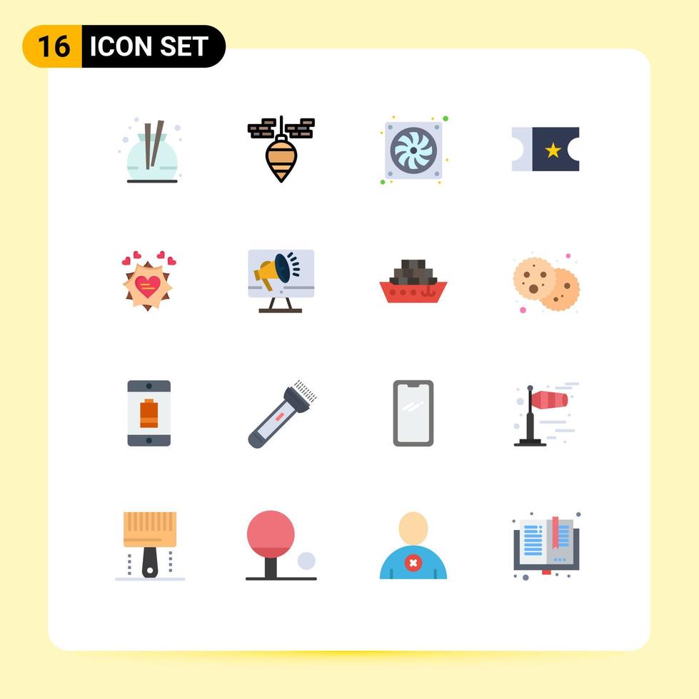 Set of 16 Commercial Flat Colors pack for speaker valentine computer card ticket Editable Pack of Creative Vector Design Elements