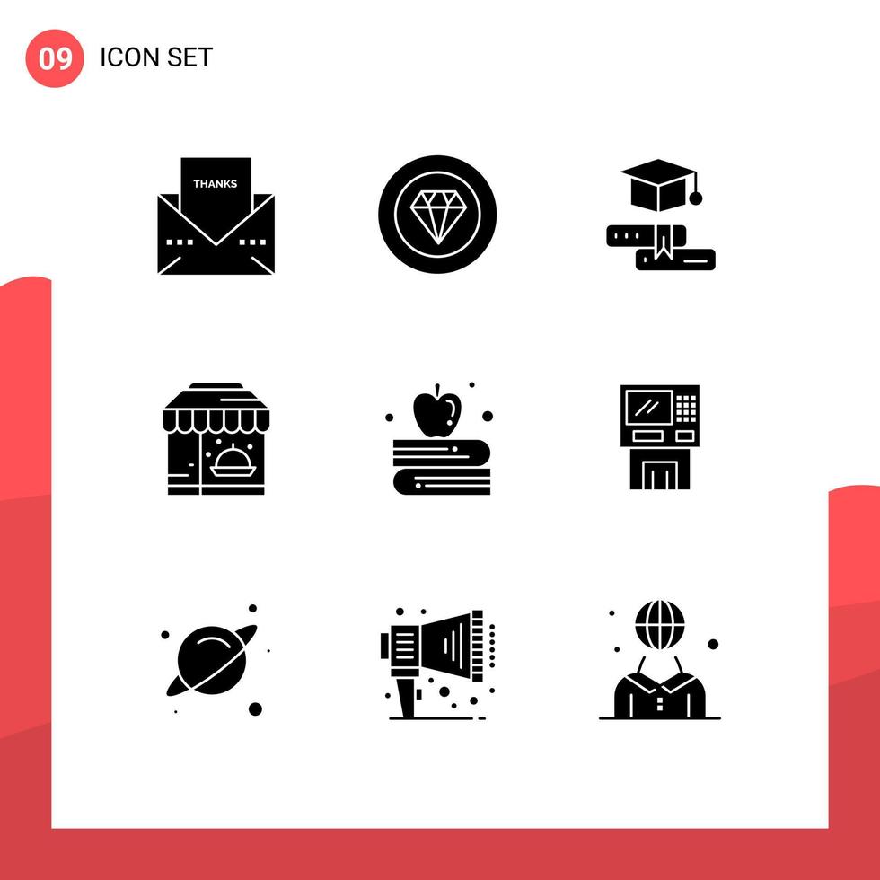 9 Creative Icons Modern Signs and Symbols of apple education hotel performance life graduation Editable Vector Design Elements