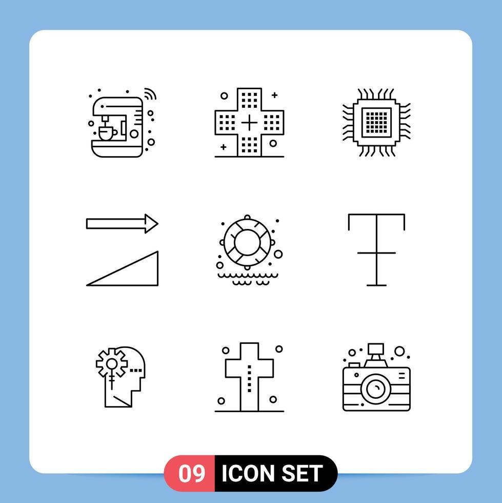 Group of 9 Modern Outlines Set for sorting ascending health information data Editable Vector Design Elements