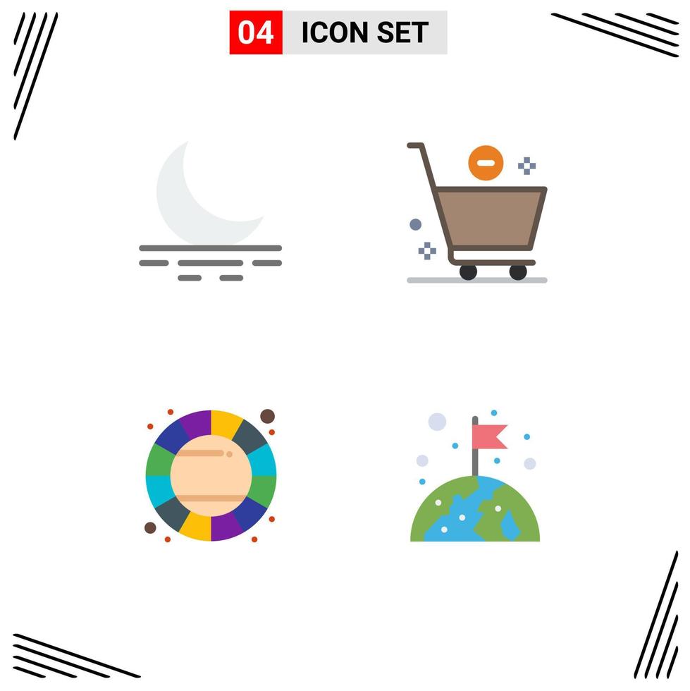 4 Universal Flat Icon Signs Symbols of fog wheel cart minus earth Editable Vector Design Elements