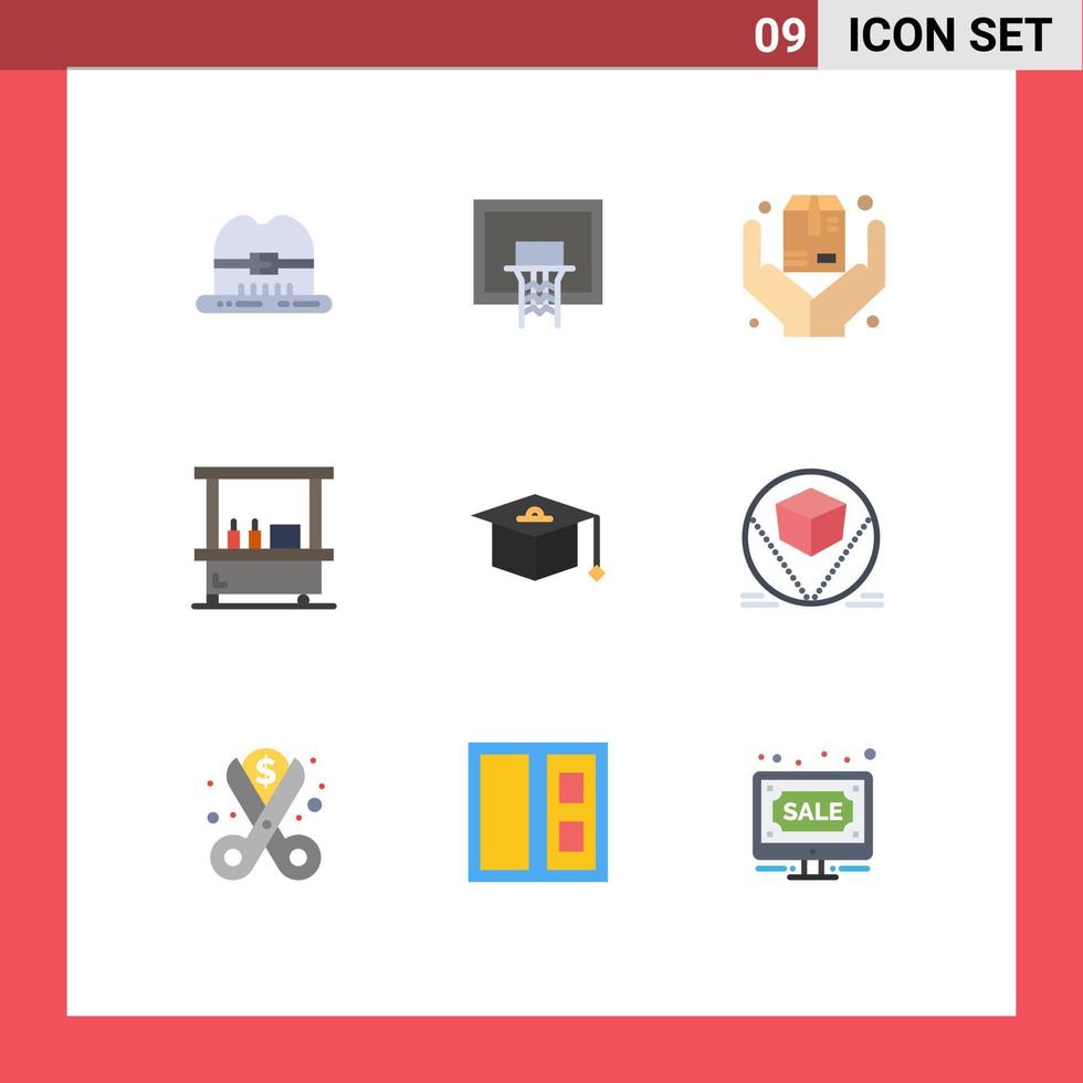 User Interface Pack of 9 Basic Flat Colors of education stand hands park drink Editable Vector Design Elements