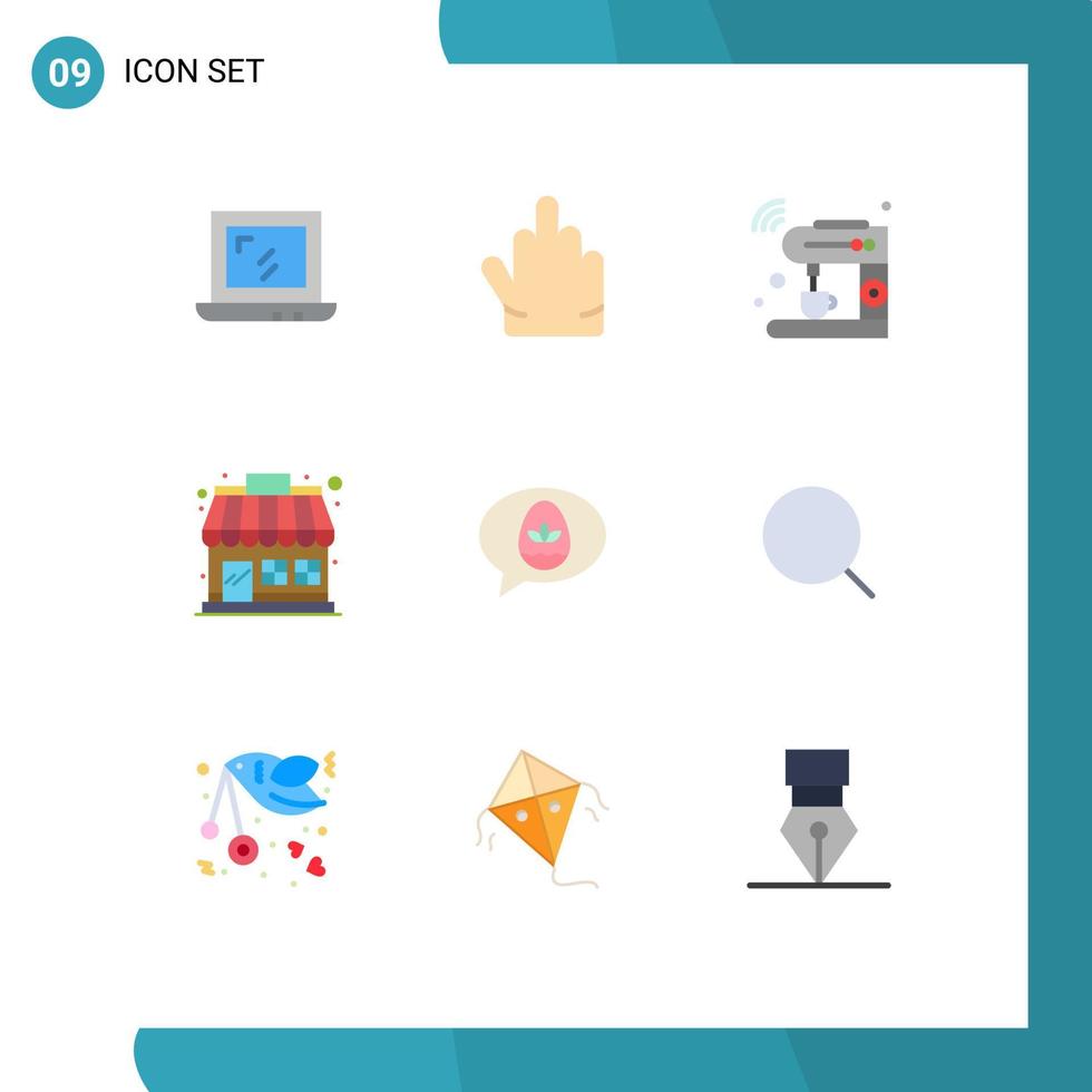 User Interface Pack of 9 Basic Flat Colors of easter chat iot store market store Editable Vector Design Elements