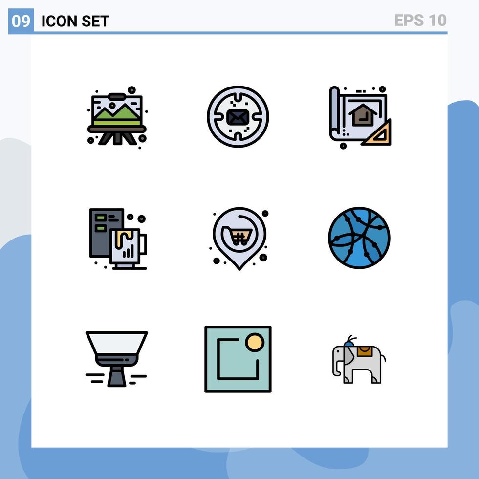 Universal Icon Symbols Group of 9 Modern Filledline Flat Colors of file process mail creative planning Editable Vector Design Elements