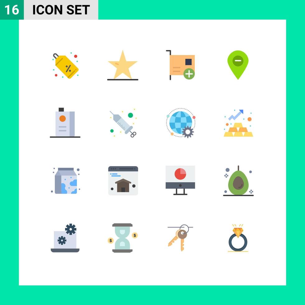 Group of 16 Modern Flat Colors Set for marker location star minimize devices Editable Pack of Creative Vector Design Elements
