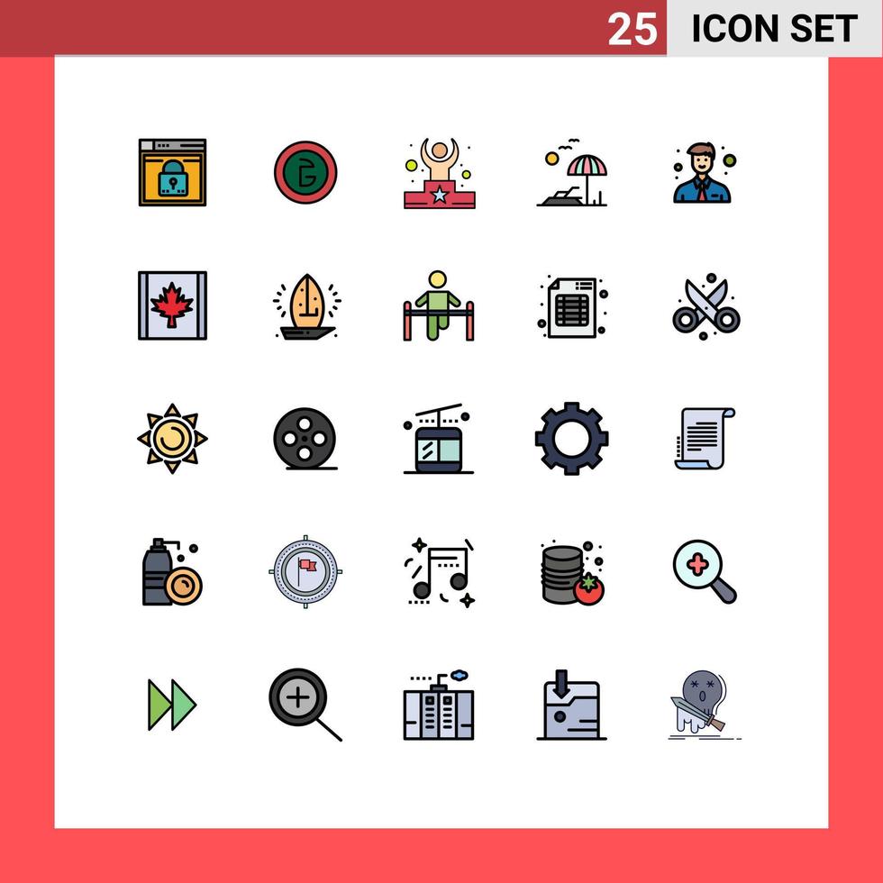 conjunto de 25 iconos modernos de la interfaz de usuario signos de símbolos para los elementos de diseño vectorial editables del líder estrella de la moneda de la playa del árbol vector