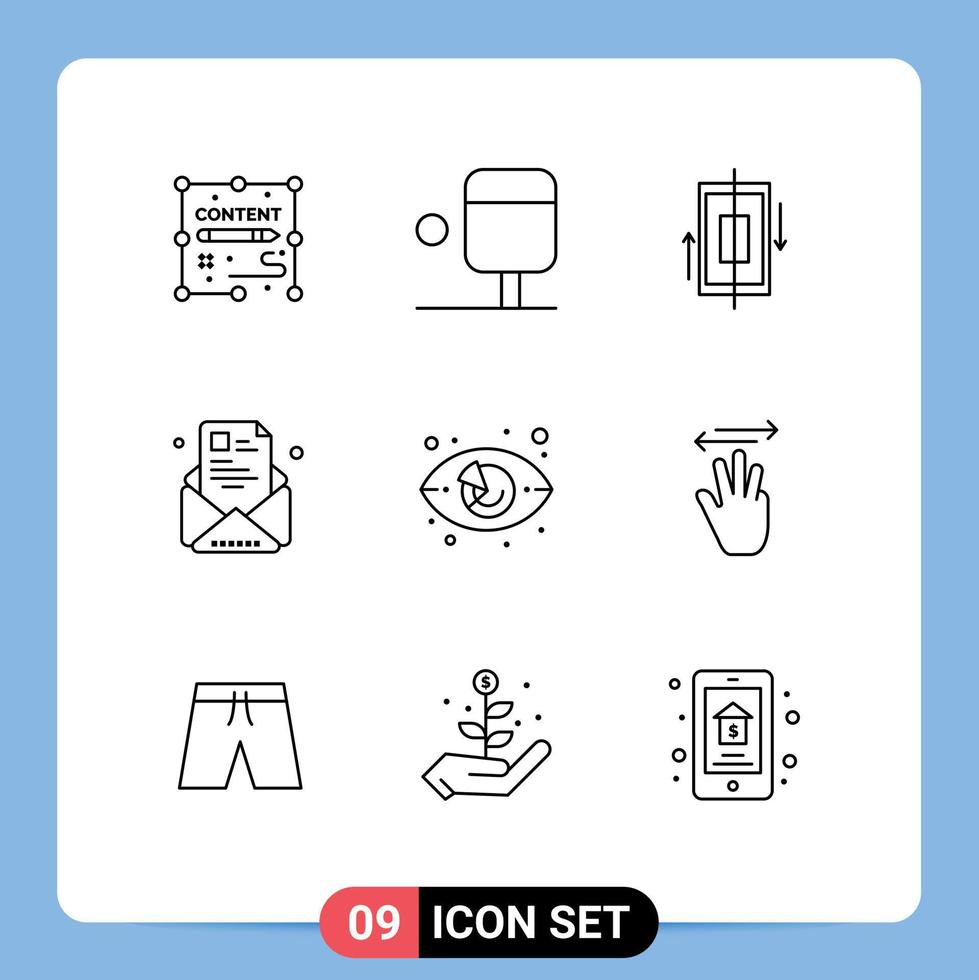 Group of 9 Outlines Signs and Symbols for chart profile data newsletter newsletter Editable Vector Design Elements