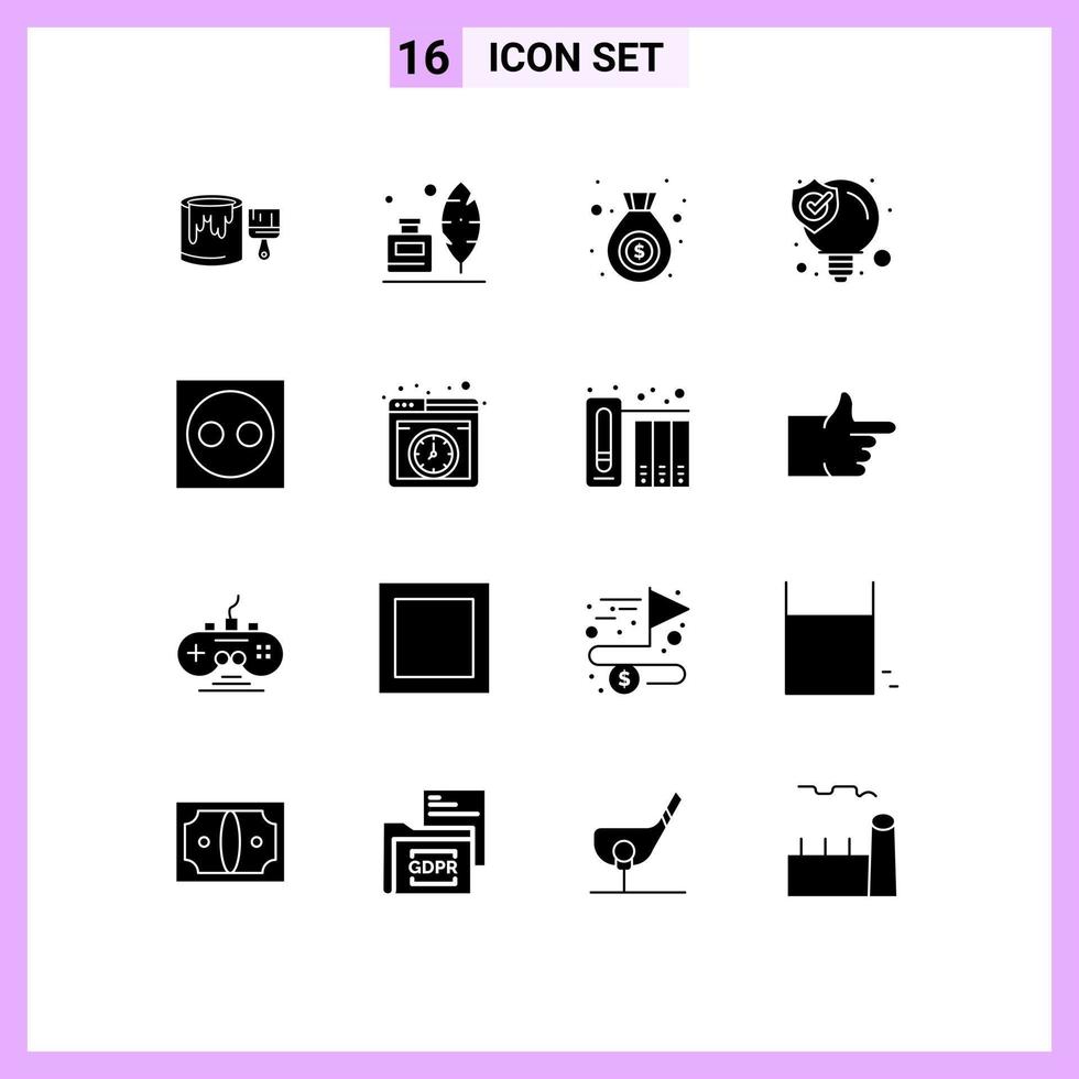 User Interface Pack of 16 Basic Solid Glyphs of electronic devices bag solution seo Editable Vector Design Elements