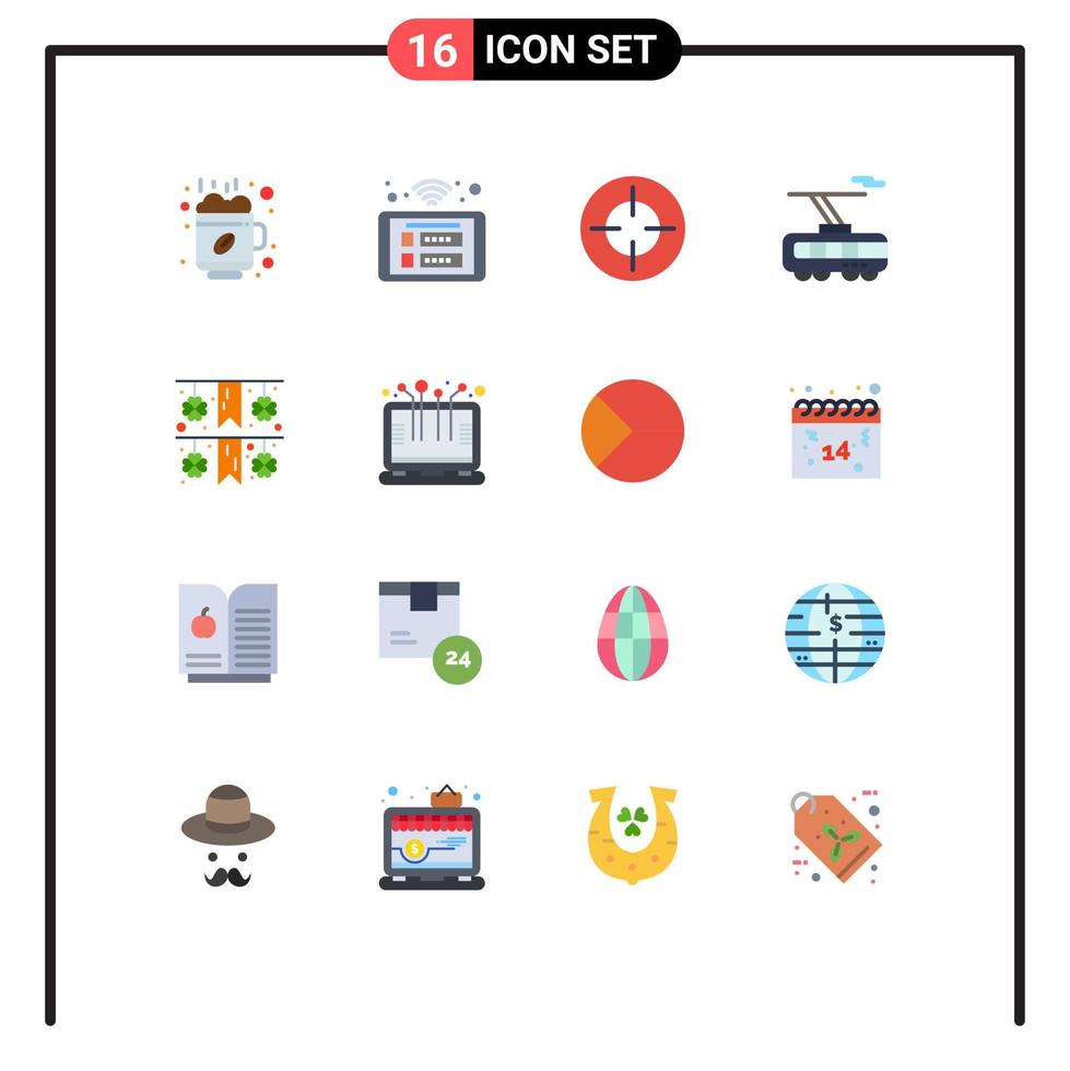 16 Creative Icons Modern Signs and Symbols of festival train wifi smart target Editable Pack of Creative Vector Design Elements
