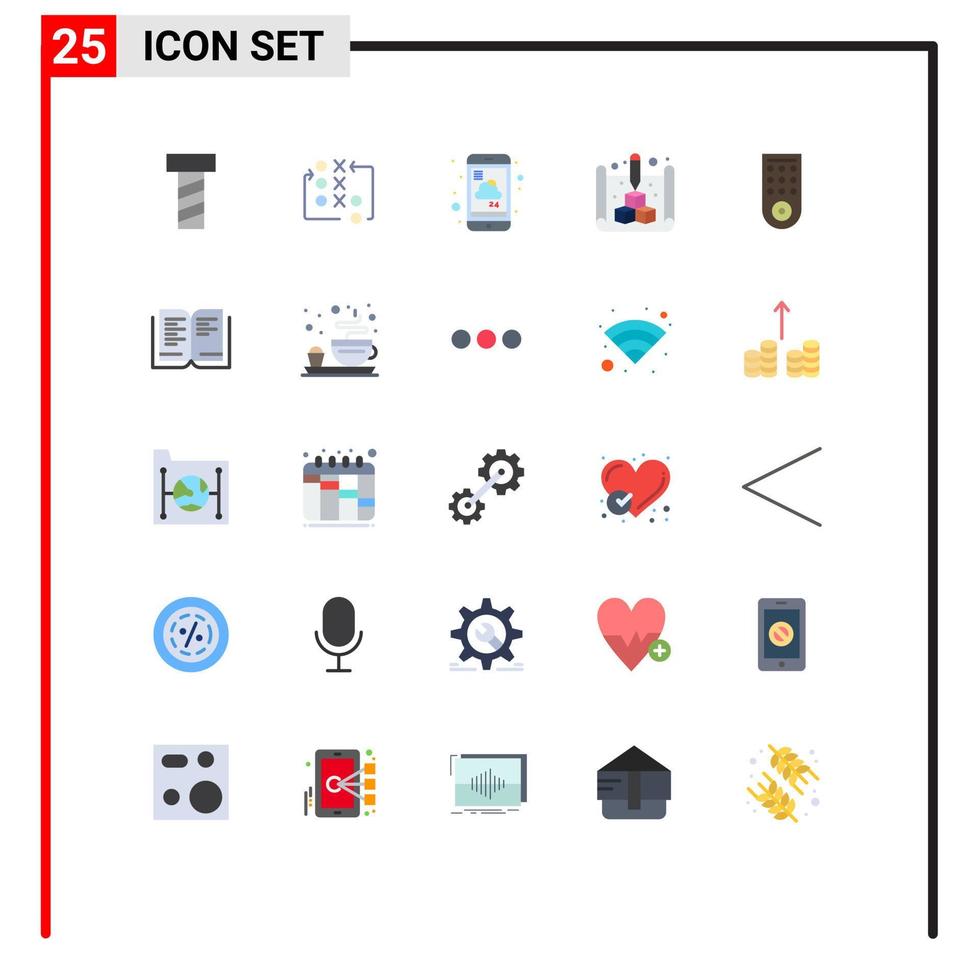 25 Universal Flat Color Signs Symbols of remote web mobile print blue Editable Vector Design Elements