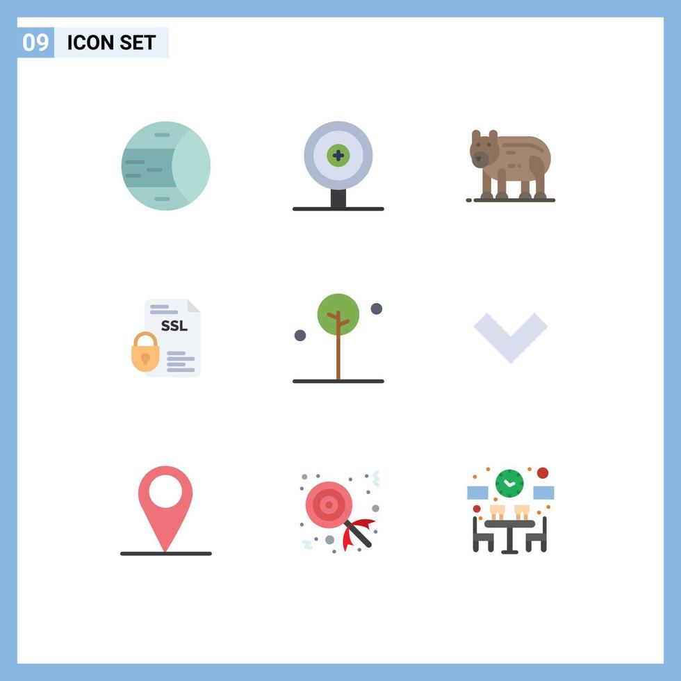 Group of 9 Modern Flat Colors Set for leaf ssl bear security certificate Editable Vector Design Elements