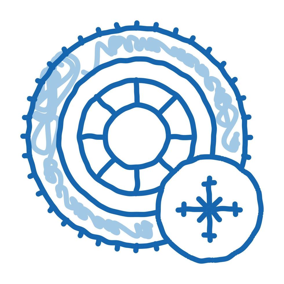 winter tires doodle icon hand drawn illustration vector