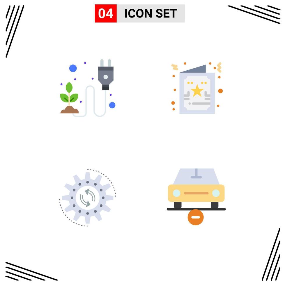 paquete de 4 iconos planos creativos de gestión ecológica hierba producción navideña elementos de diseño vectorial editables vector