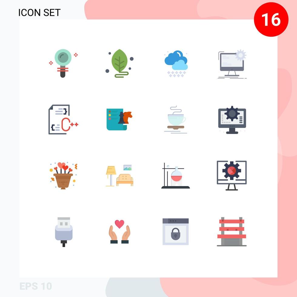 Concepto de 16 colores planos para sitios web móviles y aplicaciones que codifican el diseño estático del sitio en la nube paquete editable de elementos de diseño de vectores creativos