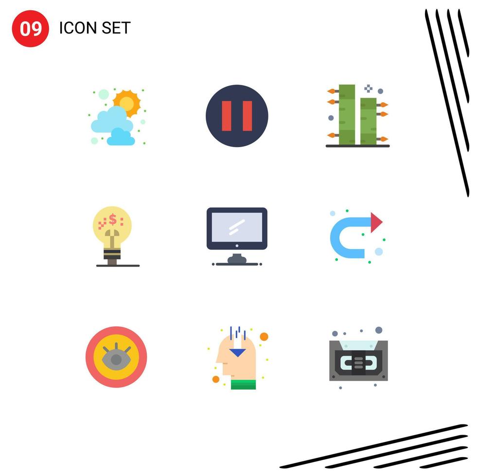 Stock Vector Icon Pack of 9 Line Signs and Symbols for pc device plant monitor idea Editable Vector Design Elements