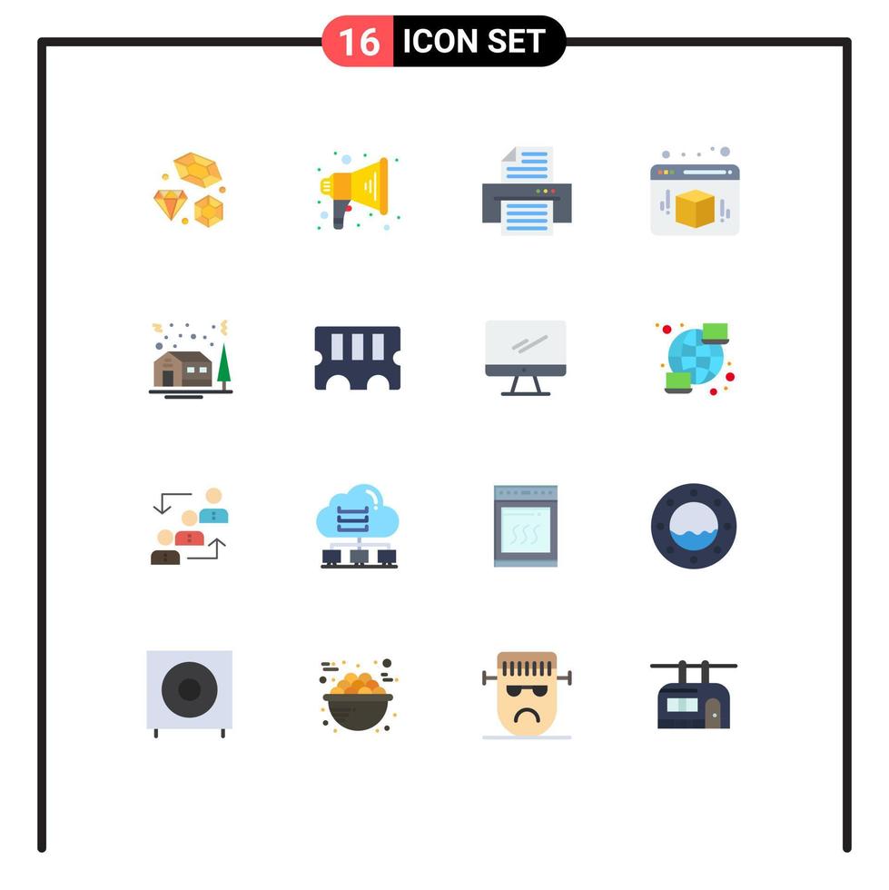 Pictogram Set of 16 Simple Flat Colors of hardware house print christmas web Editable Pack of Creative Vector Design Elements