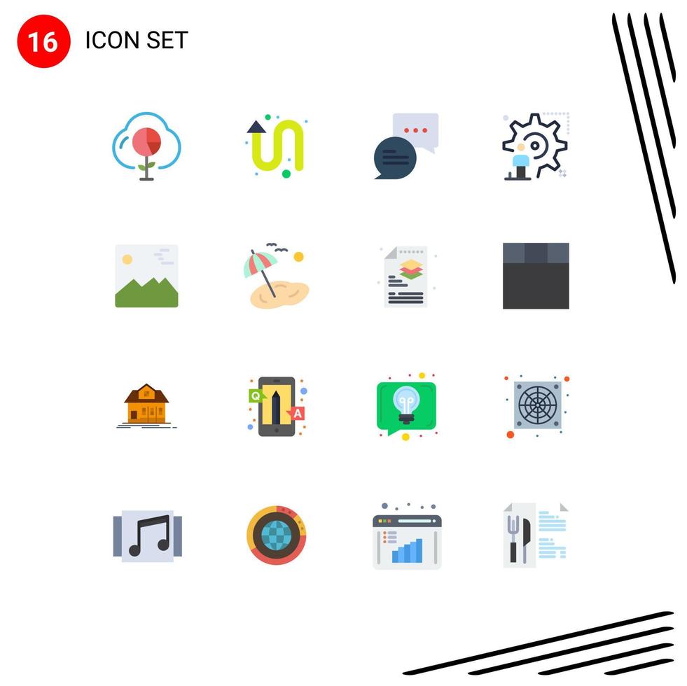 16 Thematic Vector Flat Colors and Editable Symbols of gallery man left up configuration setting Editable Pack of Creative Vector Design Elements