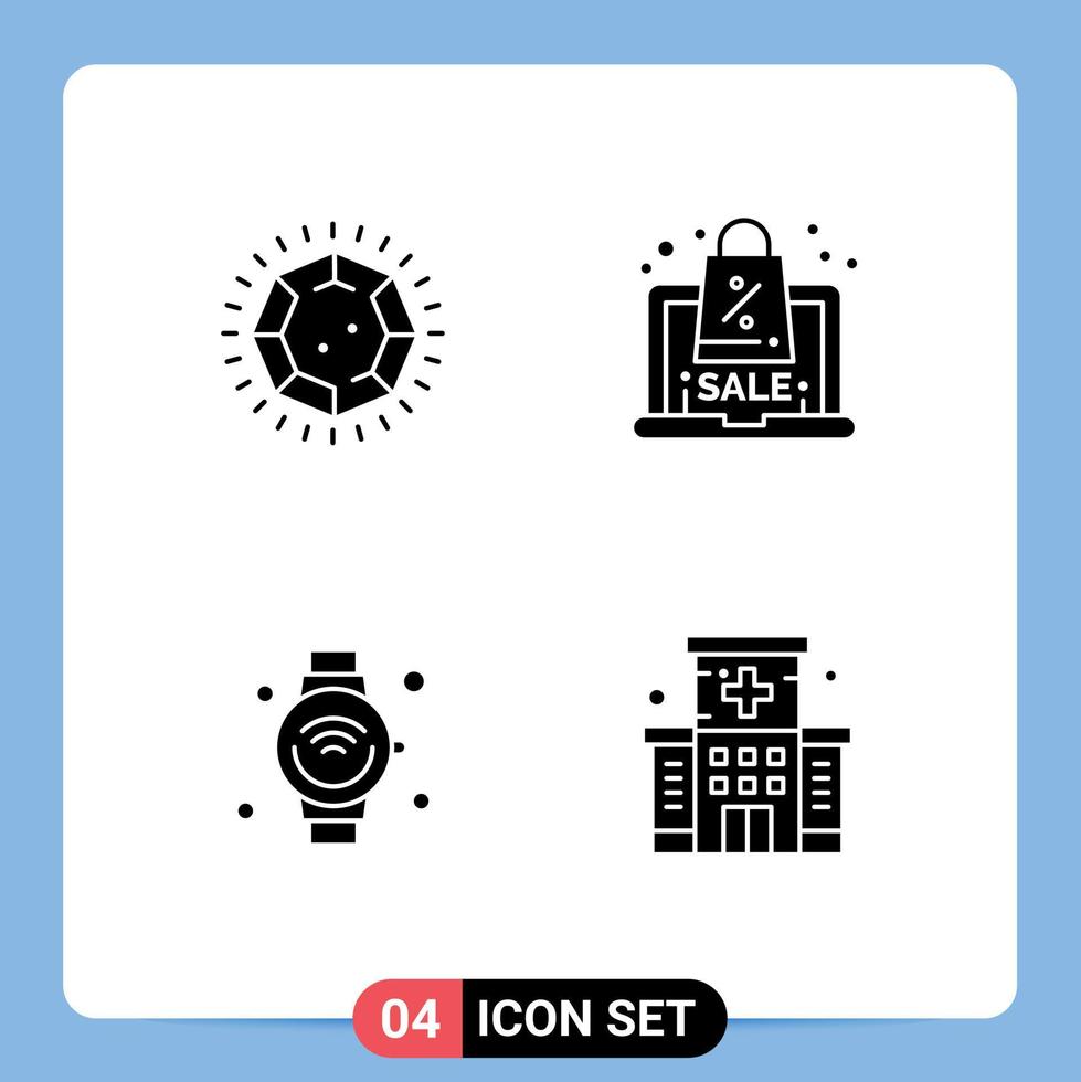 Pictogram Set of Simple Solid Glyphs of diamond internet jewelry offer iot Editable Vector Design Elements