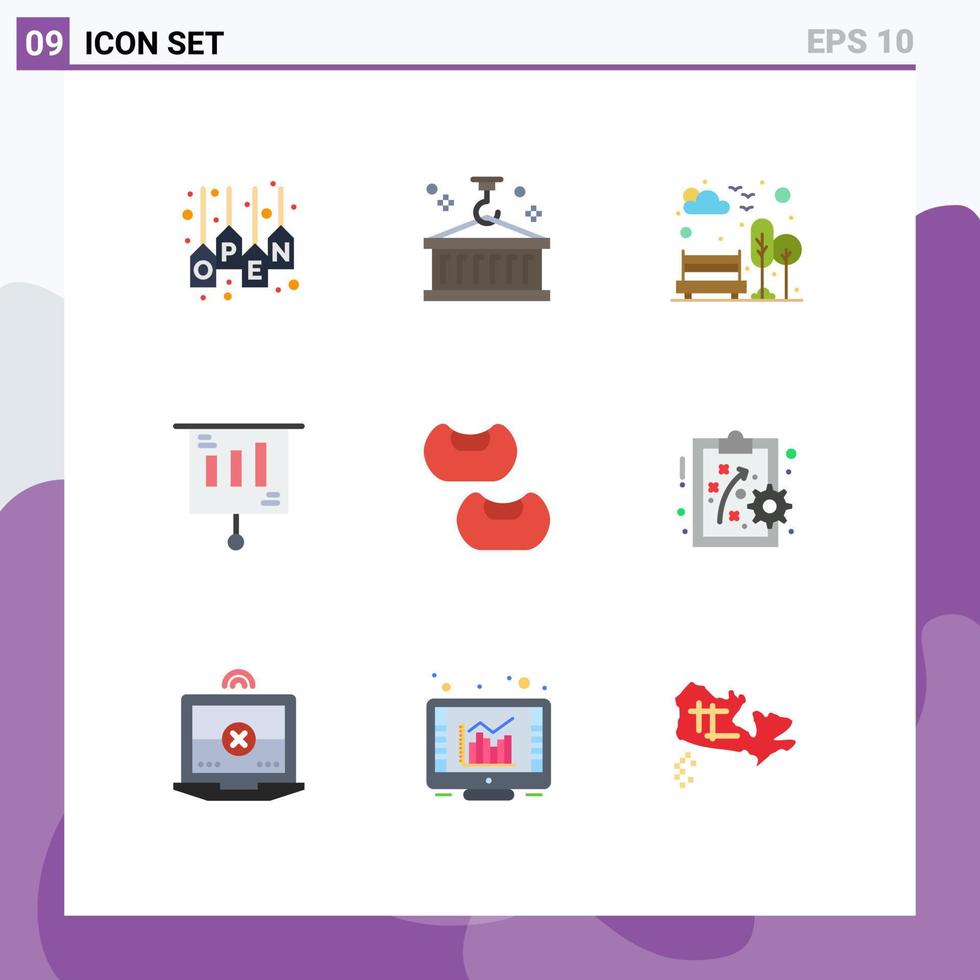 Group of 9 Modern Flat Colors Set for sale marketing logistic business park Editable Vector Design Elements