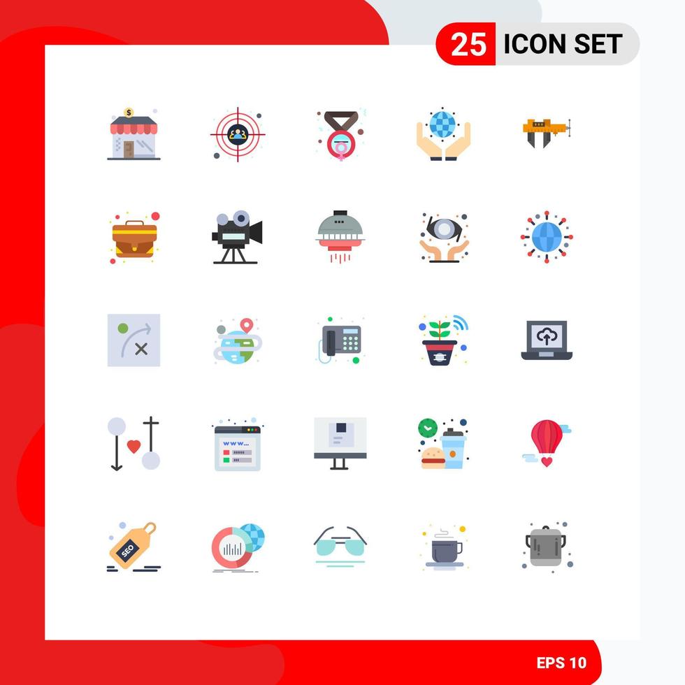 Set of 25 Modern UI Icons Symbols Signs for measure earth award save the world green Editable Vector Design Elements