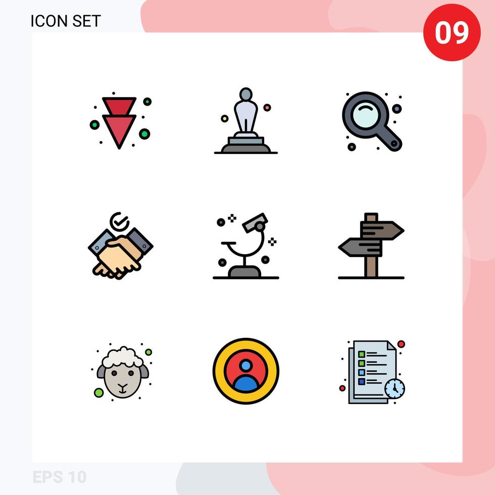 9 Filledline Flat Color concept for Websites Mobile and Apps microscope biology maximize work job Editable Vector Design Elements