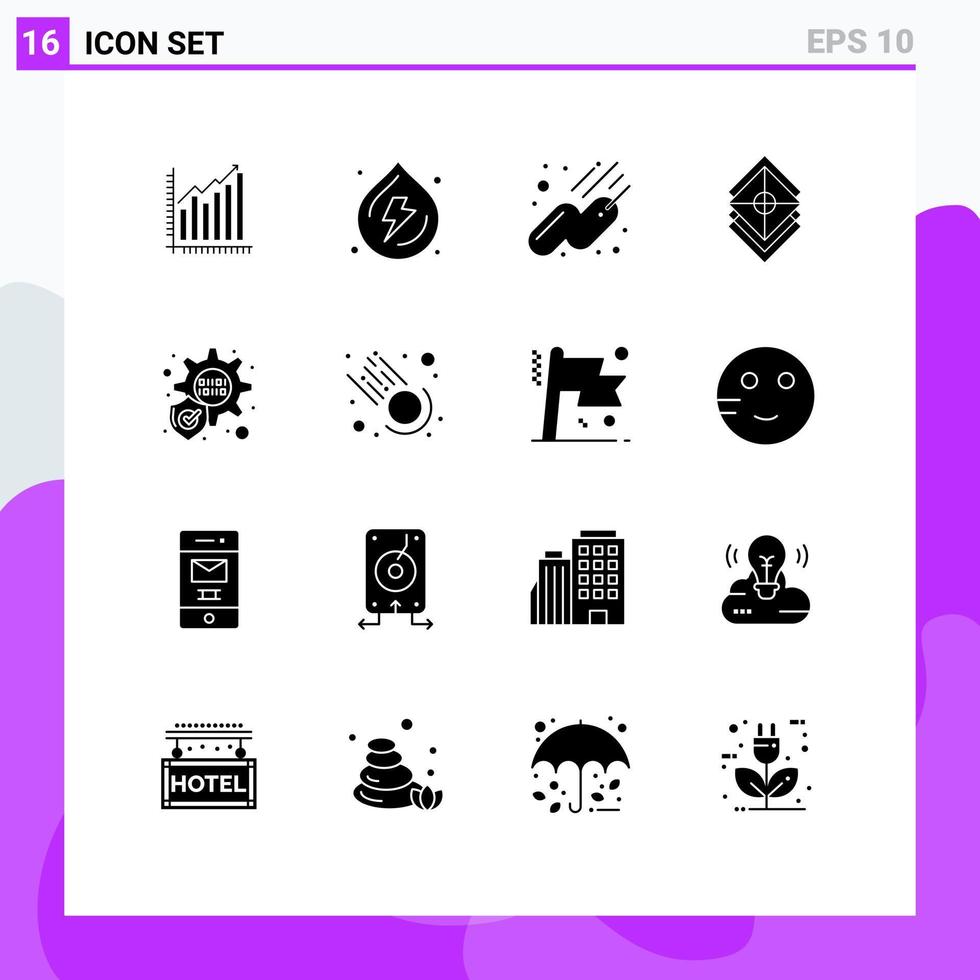 Universal Icon Symbols Group of 16 Modern Solid Glyphs of stack design spring arrange space Editable Vector Design Elements