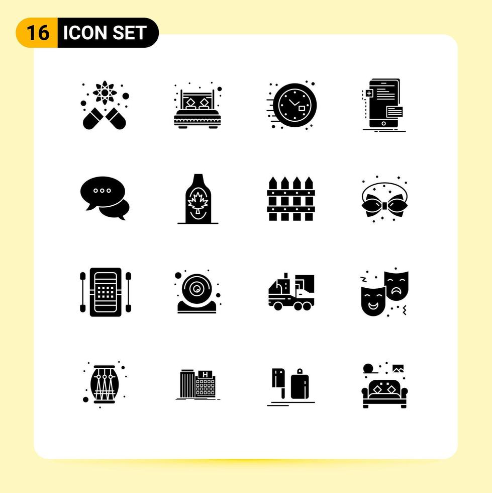 paquete de iconos de vector de stock de 16 signos y símbolos de línea para elementos de diseño de vector editable de frontend móvil de reloj de teléfono de burbuja