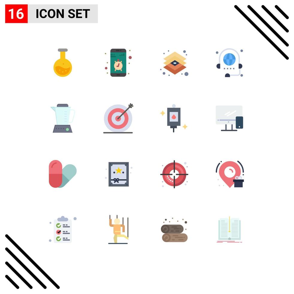 Set of 16 Commercial Flat Colors pack for conference call smartphone tools graphic Editable Pack of Creative Vector Design Elements