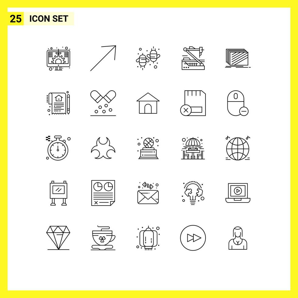 25 Universal Lines Set for Web and Mobile Applications design robot bee medicine future Editable Vector Design Elements