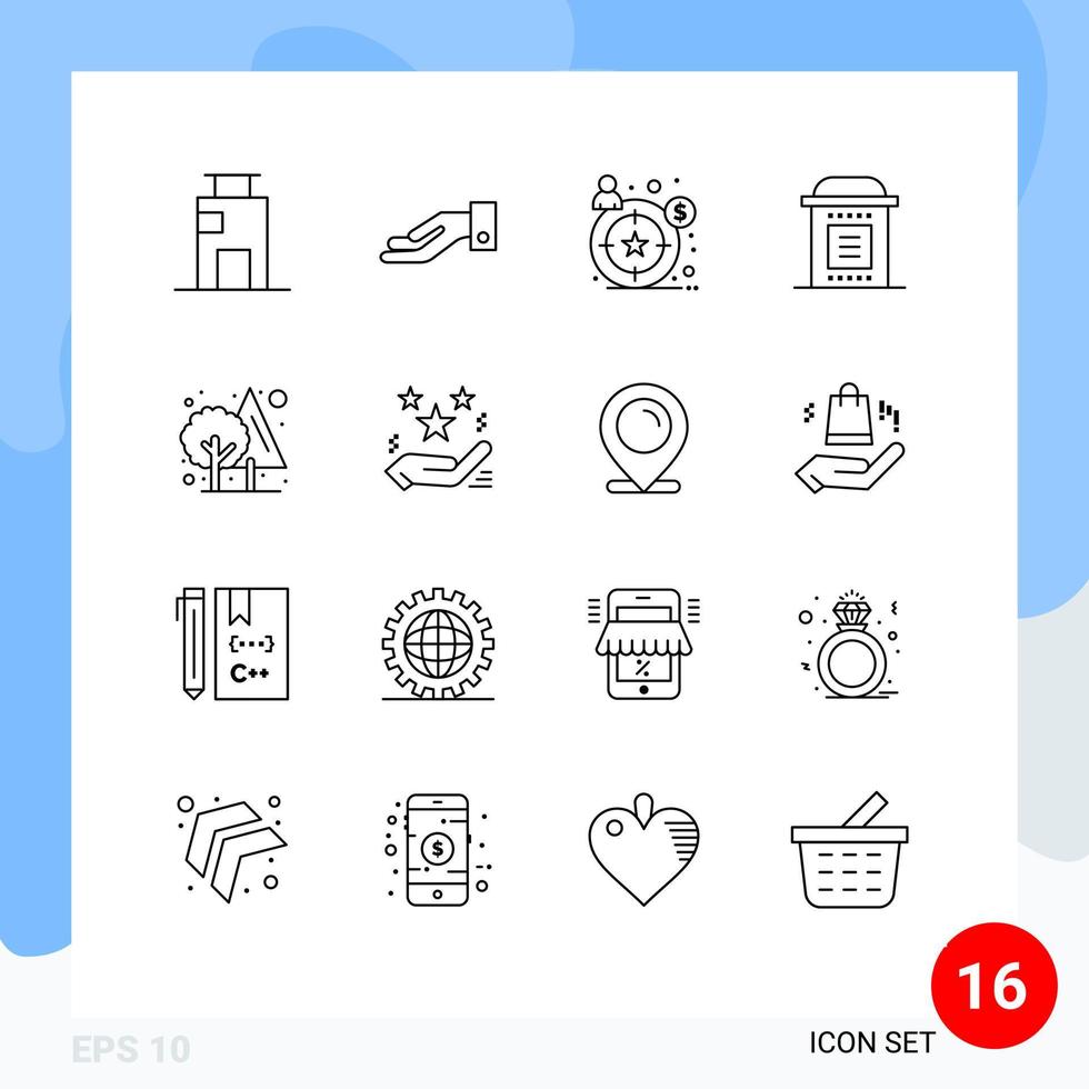 Set of 16 Modern UI Icons Symbols Signs for jungle party buyer persona horror graves Editable Vector Design Elements