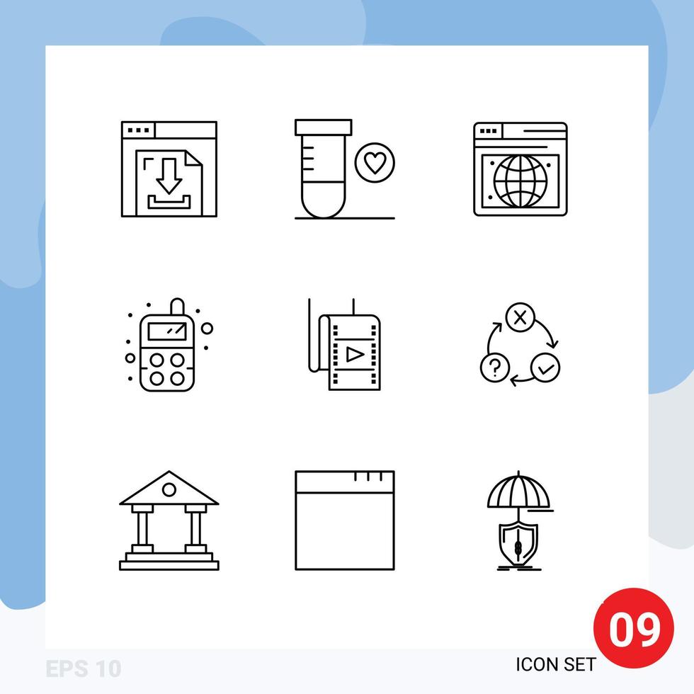 Outline Pack of 9 Universal Symbols of daily studio web movie toy Editable Vector Design Elements