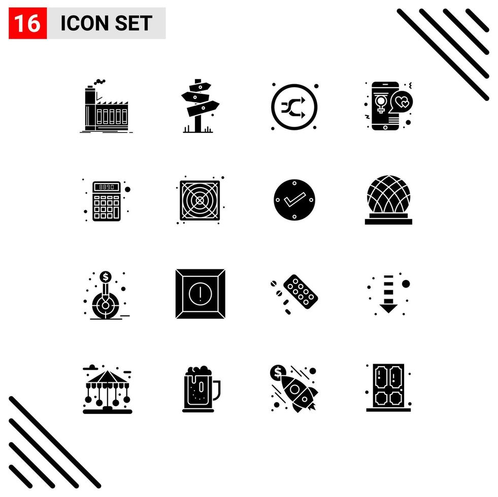 paquete de iconos de vector de stock de 16 signos de línea y símbolos para el signo de la aplicación de amor elementos de diseño de vector editables de música aleatoria