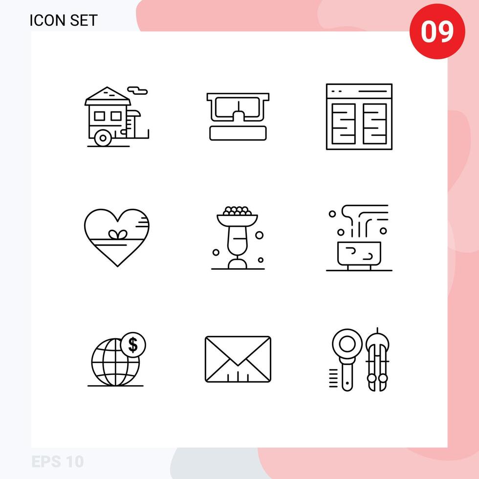 9 Outline concept for Websites Mobile and Apps like love eye heart interface Editable Vector Design Elements