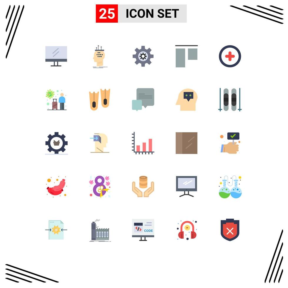 Modern Set of 25 Flat Colors and symbols such as infection plus gear interface top Editable Vector Design Elements