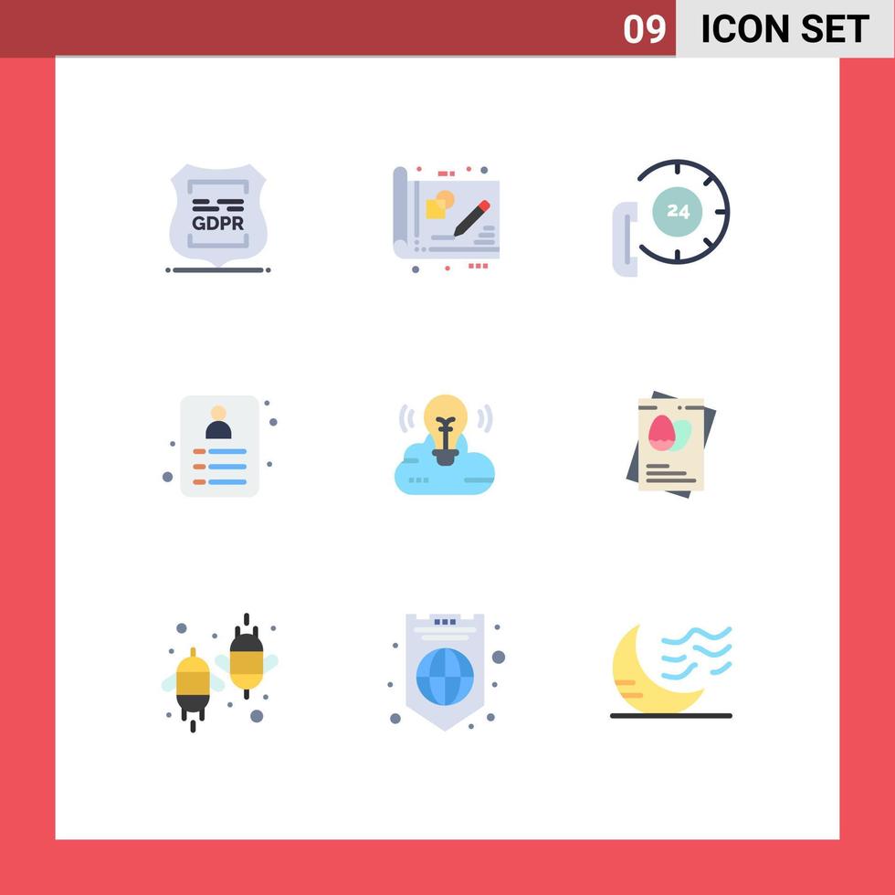 Pack of 9 Modern Flat Colors Signs and Symbols for Web Print Media such as id shopping drawing help communication Editable Vector Design Elements