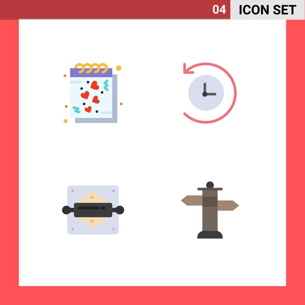 4 Creative Icons Modern Signs and Symbols of date baking notes future bread rolling pin Editable Vector Design Elements