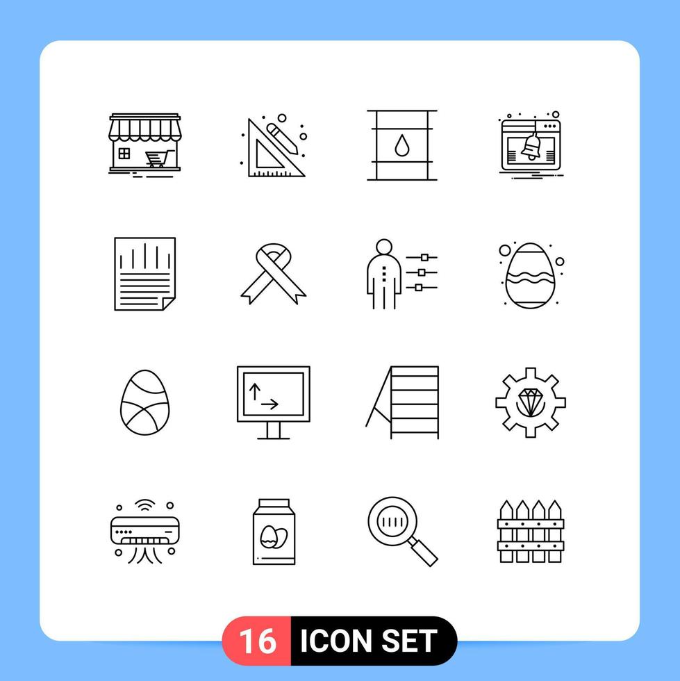 Pack of 16 creative Outlines of notification activity pencil web delivery Editable Vector Design Elements