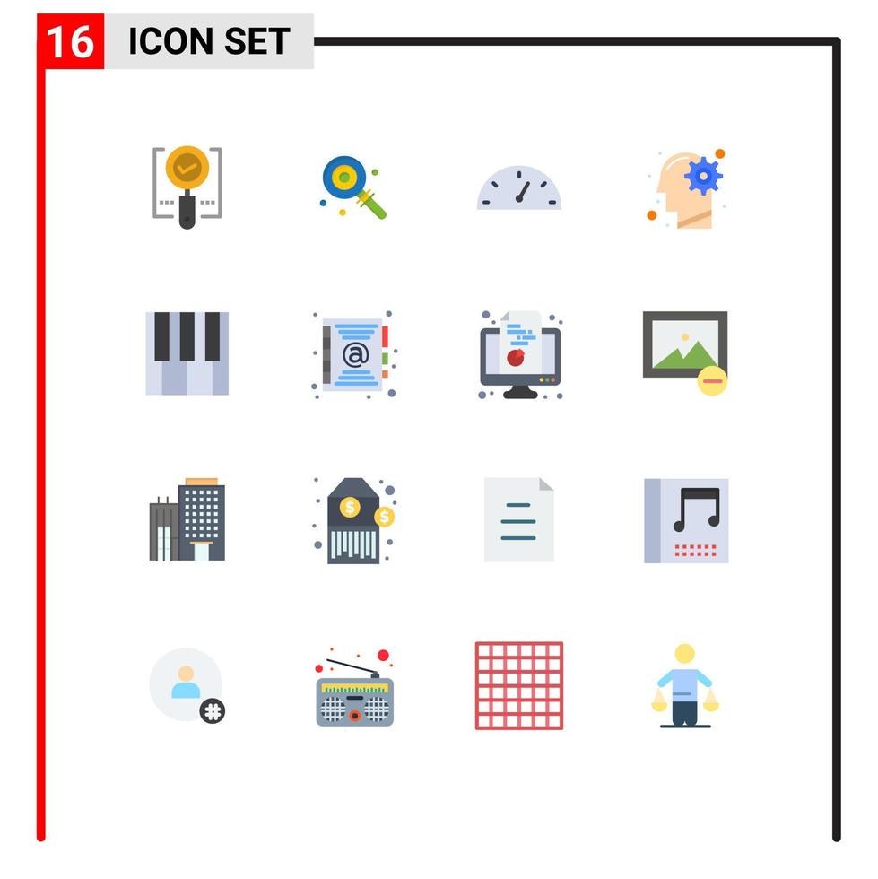 Universal Icon Symbols Group of 16 Modern Flat Colors of keyboard process sweet mind head Editable Pack of Creative Vector Design Elements