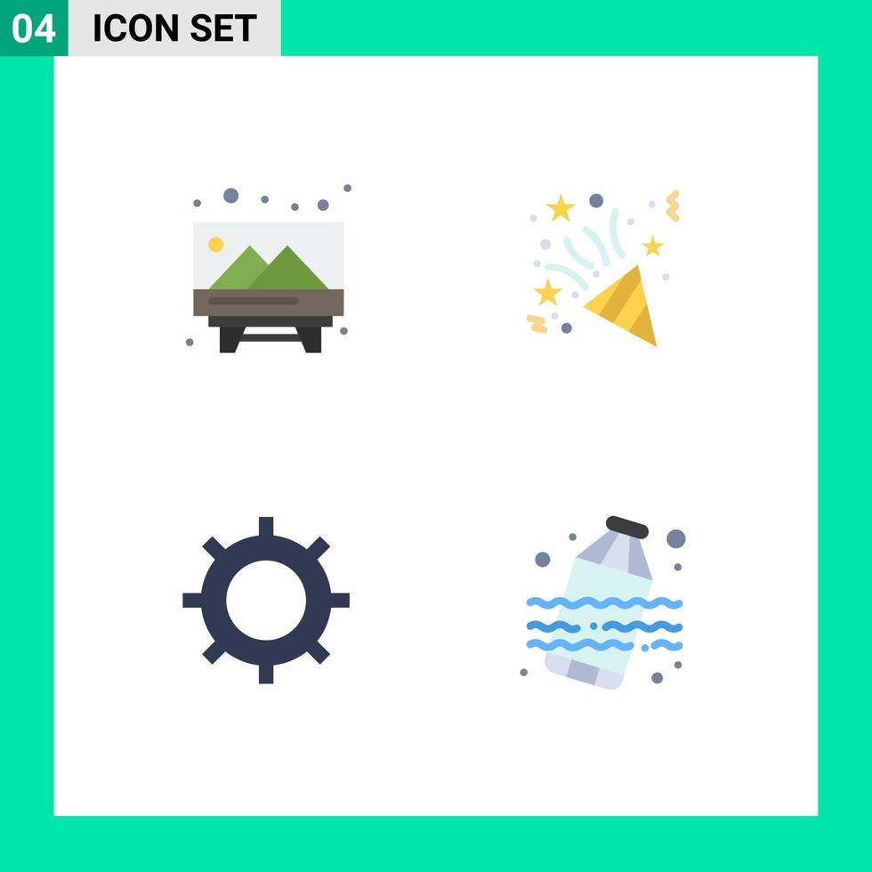 4 Universal Flat Icons Set for Web and Mobile Applications board set school star pollution Editable Vector Design Elements