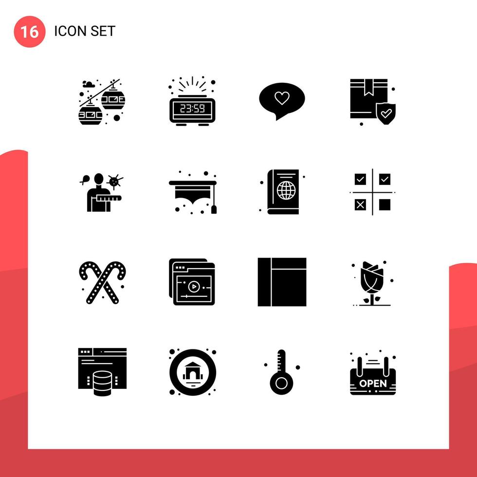 16 iconos creativos signos y símbolos modernos de etapas enfermedad virus del corazón seguridad elementos de diseño vectorial editables vector