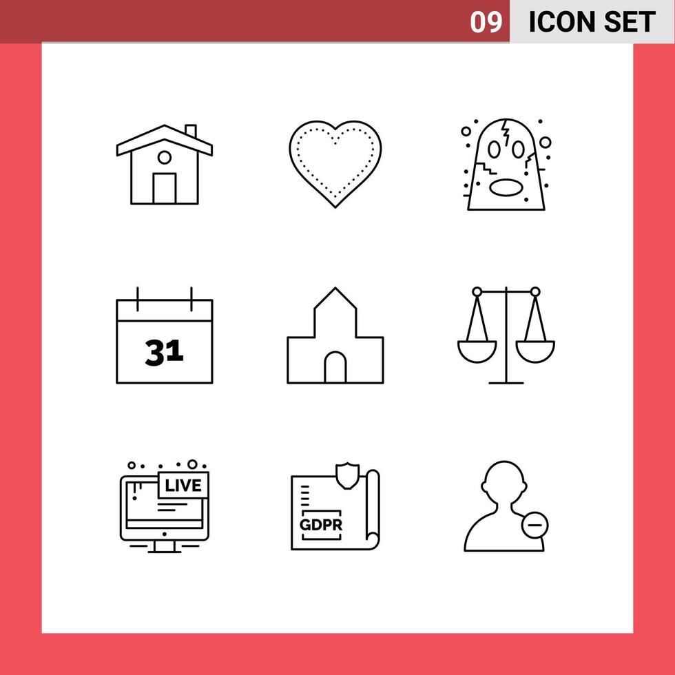 9 Creative Icons Modern Signs and Symbols of chapel cathedral church angry event calendar Editable Vector Design Elements