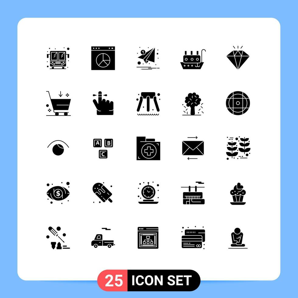 Stock Vector Icon Pack of 25 Line Signs and Symbols for jewel vessel letter ship fisherman Editable Vector Design Elements