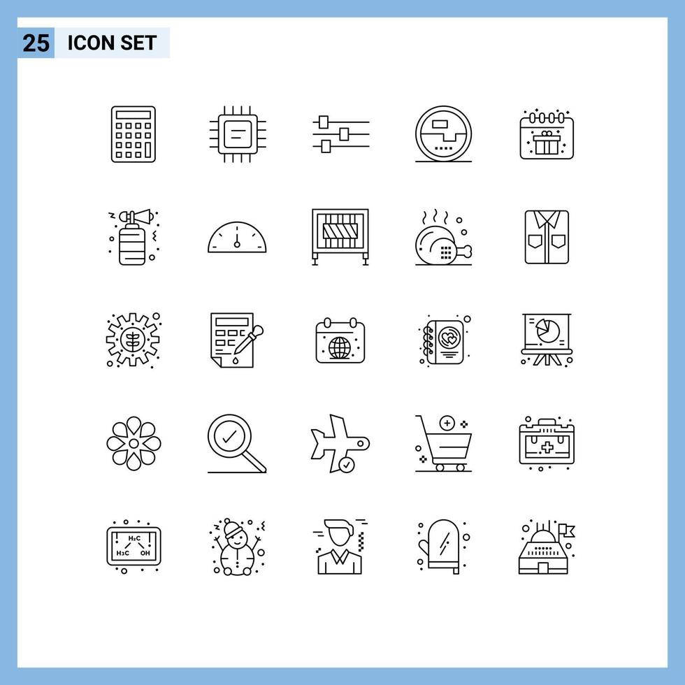 25 Thematic Vector Lines and Editable Symbols of horn calendar tool birthday measuring Editable Vector Design Elements