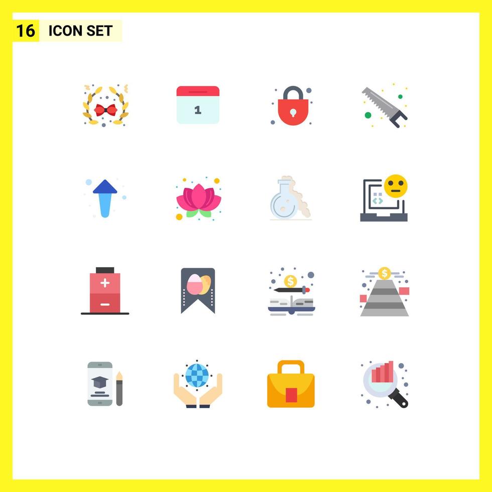 Mobile Interface Flat Color Set of 16 Pictograms of direction arrows security arrow tools Editable Pack of Creative Vector Design Elements