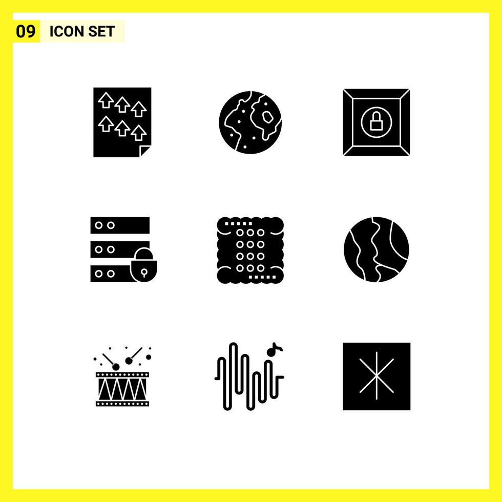 Set of 9 Modern UI Icons Symbols Signs for cookie internet security planet electronic product Editable Vector Design Elements